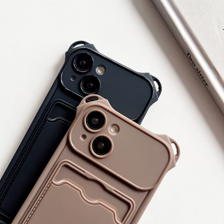 For iPhone 15 Pro Shockproof Card Slot Frosted TPU Phone Case(Brown) - HoMEdemic™ 