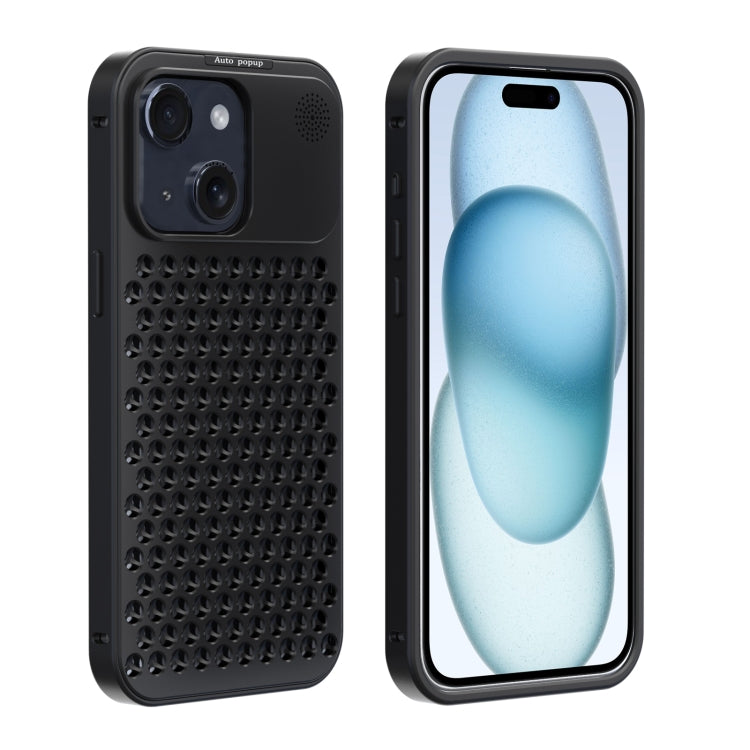 For iPhone 15 R-JUST RJ58 Aromatherapy Metal Cooling Phone Case(Black) - HoMEdemic™ 