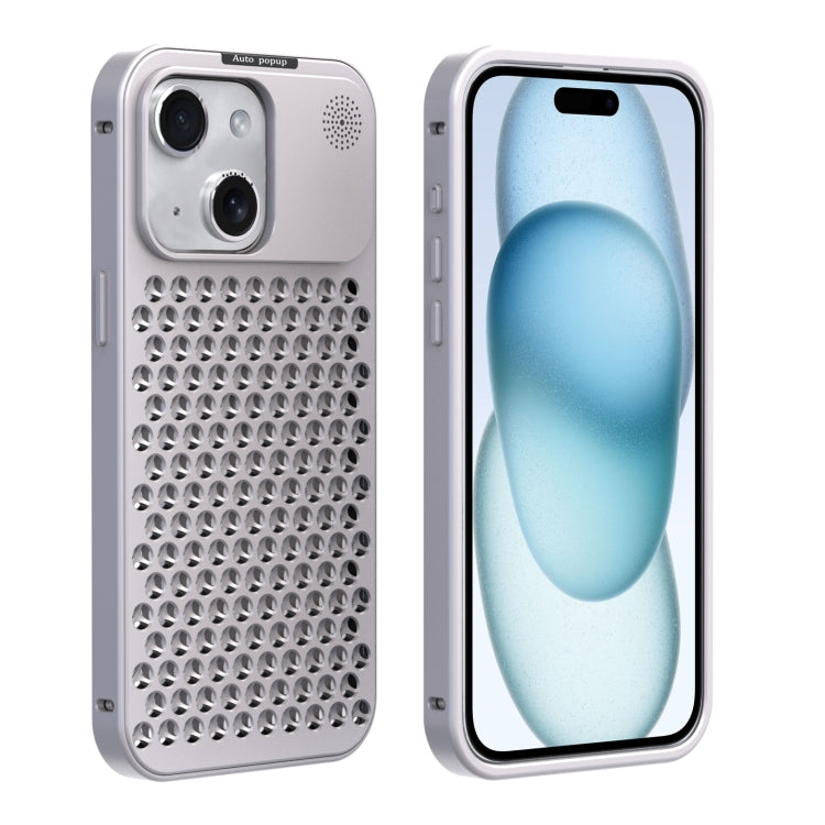 For iPhone 15 R-JUST RJ58 Aromatherapy Metal Cooling Phone Case(Silver) - HoMEdemic™ 