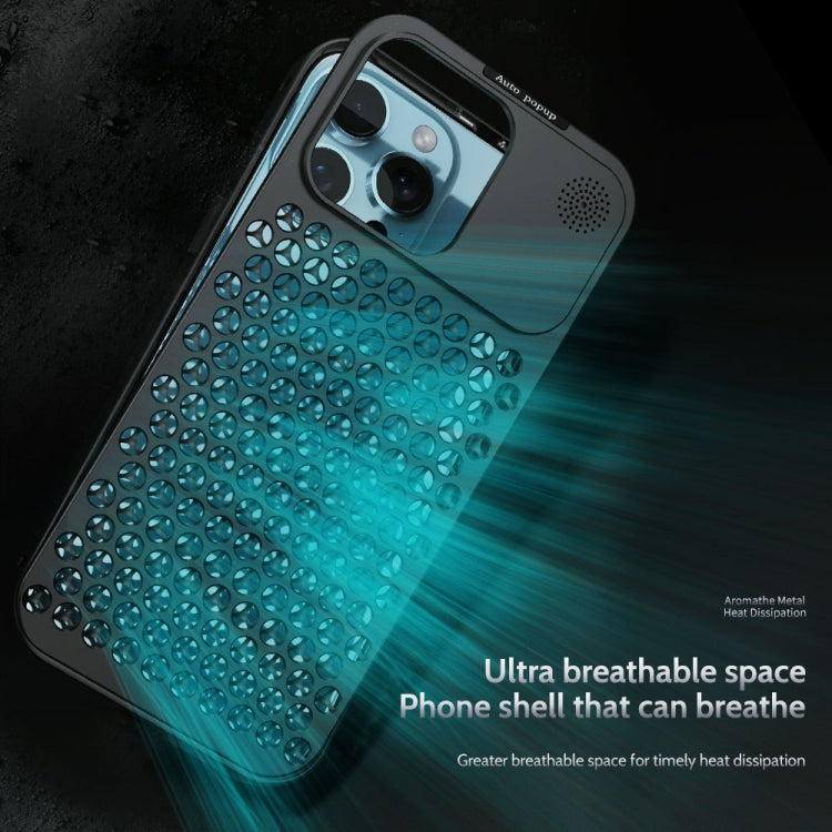 For iPhone 15 R-JUST RJ58 Aromatherapy Metal Cooling Phone Case(Black) - HoMEdemic™ 