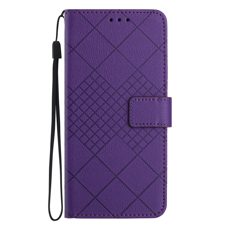 For iPhone 15 Pro Rhombic Grid Texture Leather Phone Case(Purple) - HoMEdemic™ 