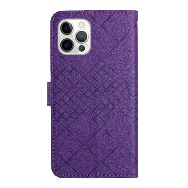For iPhone 15 Pro Rhombic Grid Texture Leather Phone Case(Purple) - HoMEdemic™ 