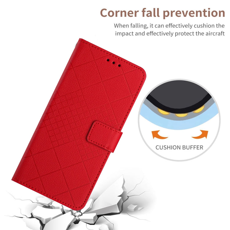 For iPhone 15 Pro Rhombic Grid Texture Leather Phone Case(Red) - HoMEdemic™ 