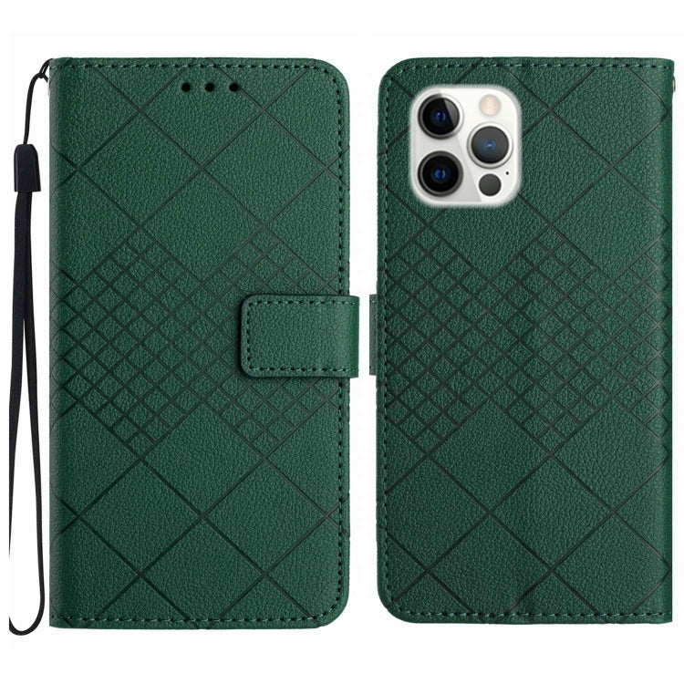 For iPhone 15 Pro Rhombic Grid Texture Leather Phone Case(Green) - HoMEdemic™ 
