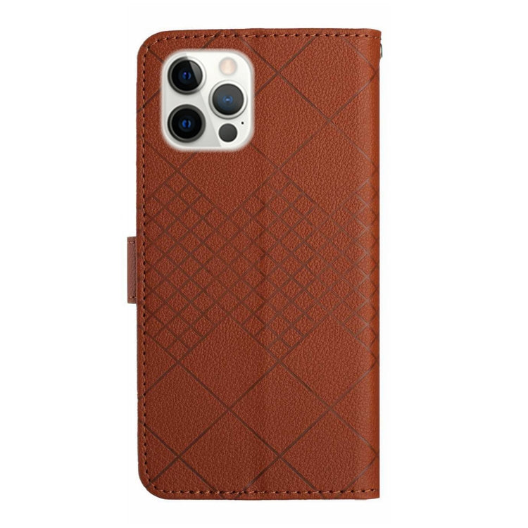 For iPhone 15 Pro Rhombic Grid Texture Leather Phone Case(Brown) - HoMEdemic™ 