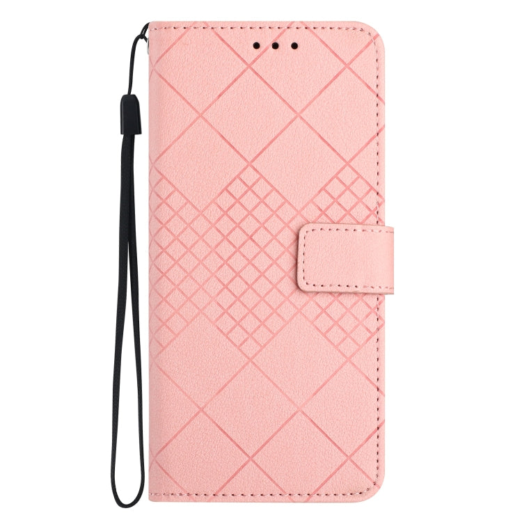For iPhone 15 Pro Rhombic Grid Texture Leather Phone Case(Pink) - HoMEdemic™ 