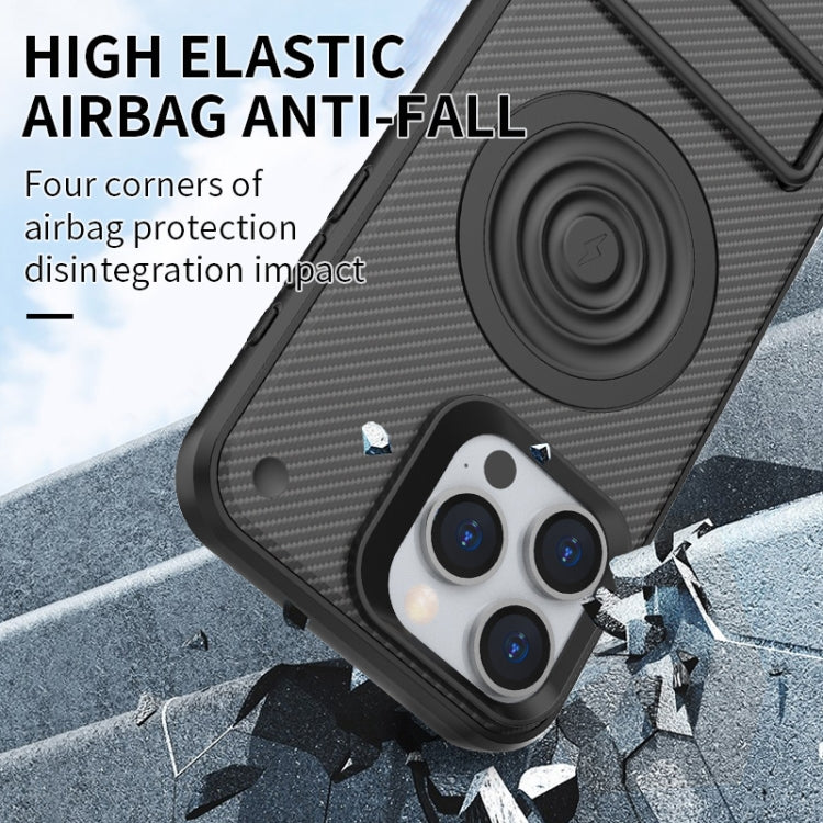 For iPhone 15 Pro Carbon Fiber Texture PC + TPU Phone Case with Metal Holder(Blue) - HoMEdemic™ 