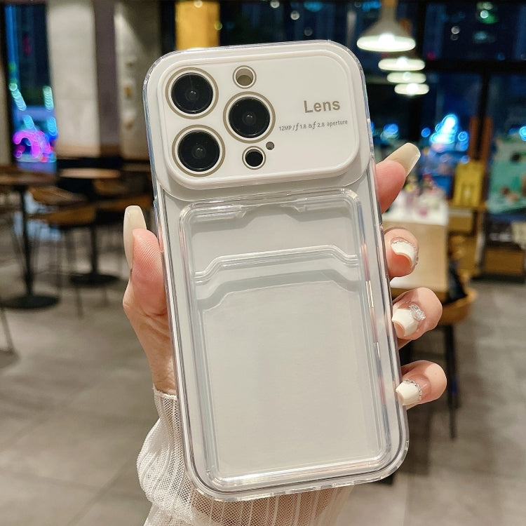 For iPhone 15 Pro Max Large Window PC Hybrid TPU Phone Case with Card Slot(White) - HoMEdemic™ 