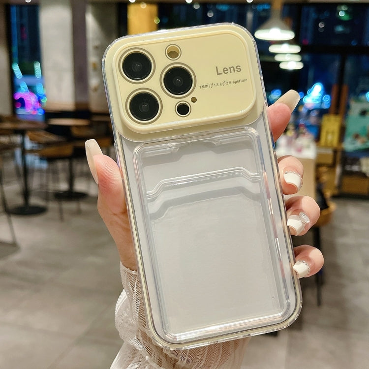 For iPhone 15 Pro Max Large Window PC Hybrid TPU Phone Case with Card Slot(Yellow) - HoMEdemic™ 