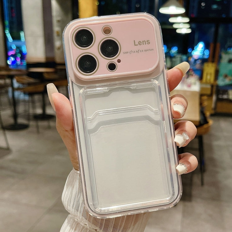 For iPhone 15 Pro Large Window PC Hybrid TPU Phone Case with Card Slot(Pink) - HoMEdemic™ 