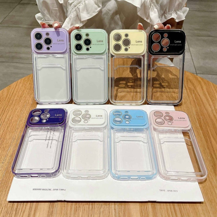 For iPhone 15 Pro Large Window PC Hybrid TPU Phone Case with Card Slot(Light Purple) - HoMEdemic™ 