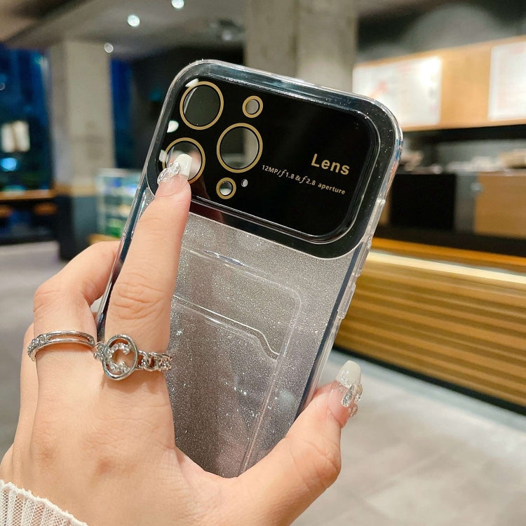 For iPhone 15 Pro Max Large Window Gradient Glitter Phone Case with Card Slot(Black) - HoMEdemic™ 