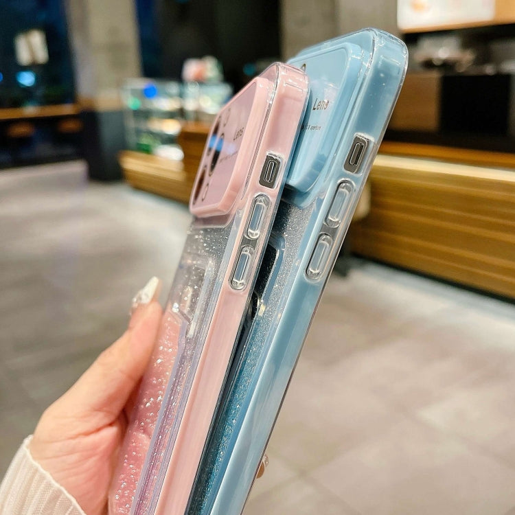 For iPhone 15 Pro Max Large Window Gradient Glitter Phone Case with Card Slot(Blue) - HoMEdemic™ 