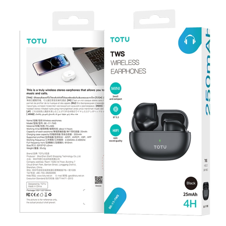 TOTU BE -17-TWS Bluetooth 5.3 Wireless Bluetooth Earphone(Black) - HoMEdemic™ 