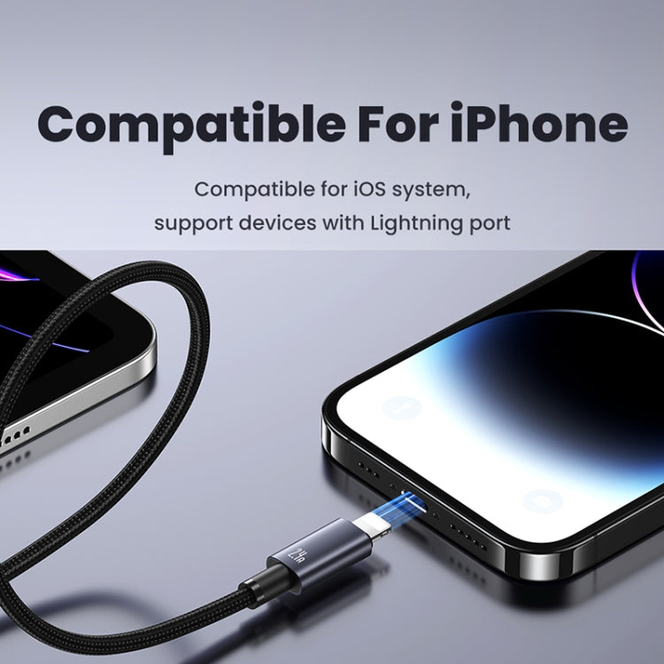 USAMS US-SJ667 USB To 8 Pin 2.4A Fast Charge Data Cable, Length: 1.2m(Black) - HoMEdemic™ 
