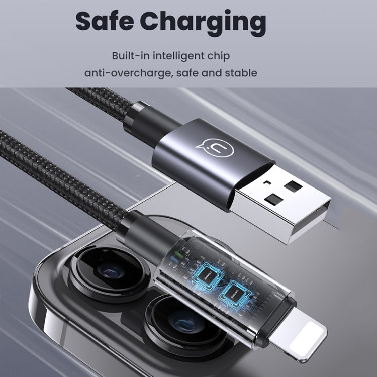 USAMS US-SJ669 USB To 8 Pin 2.4A Fast Charge Data Cable, Length: 2m(Black) - HoMEdemic™ 