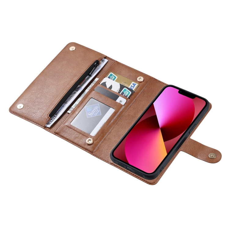 For iPhone 13 ViLi GV Series MagSafe Magnetic Zipper Leather Phone Case(Brown) - HoMEdemic™ 