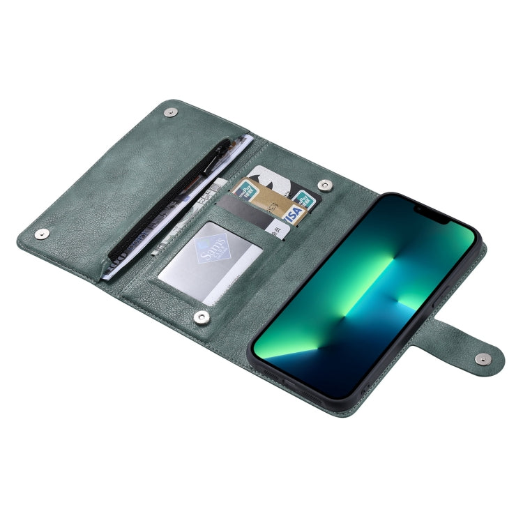For iPhone 13 Pro Max ViLi GV Series MagSafe Magnetic Zipper Leather Phone Case(Green) - HoMEdemic™ 
