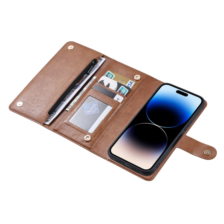 For iPhone 14 Pro ViLi GV Series MagSafe Magnetic Zipper Leather Phone Case(Brown) - HoMEdemic™ 