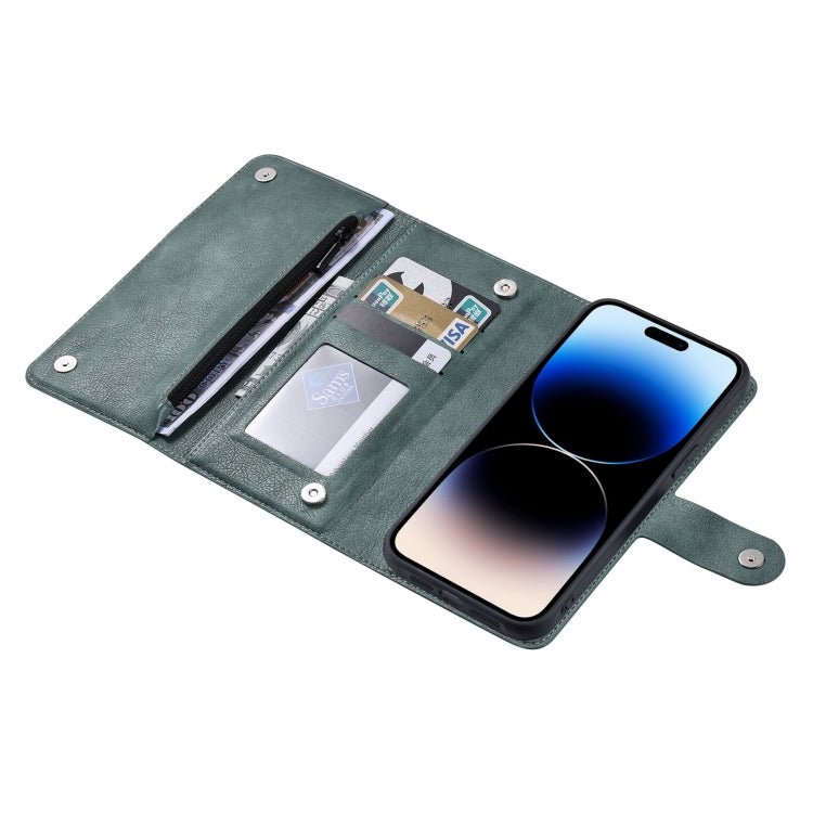 For iPhone 14 Pro ViLi GV Series MagSafe Magnetic Zipper Leather Phone Case(Green) - HoMEdemic™ 