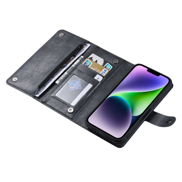 For iPhone 14 ViLi GV Series MagSafe Magnetic Zipper Leather Phone Case(Black) - HoMEdemic™ 