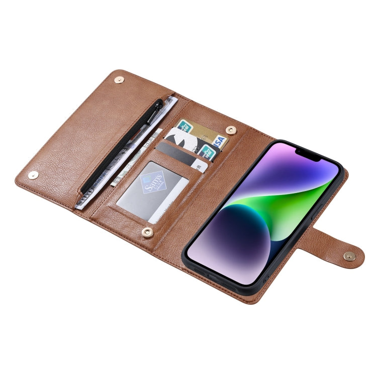 For iPhone 14 ViLi GV Series MagSafe Magnetic Zipper Leather Phone Case(Brown) - HoMEdemic™ 
