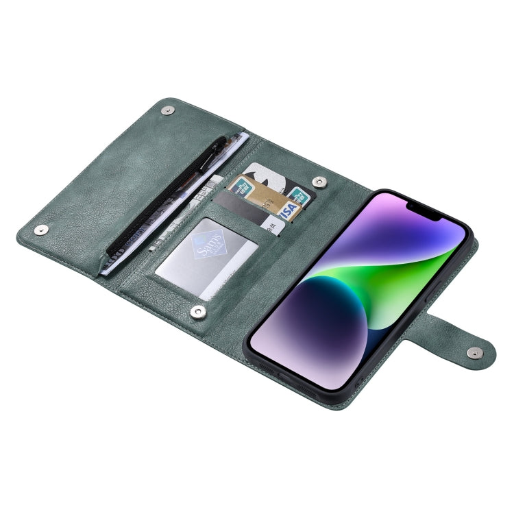 For iPhone 14 ViLi GV Series MagSafe Magnetic Zipper Leather Phone Case(Green) - HoMEdemic™ 