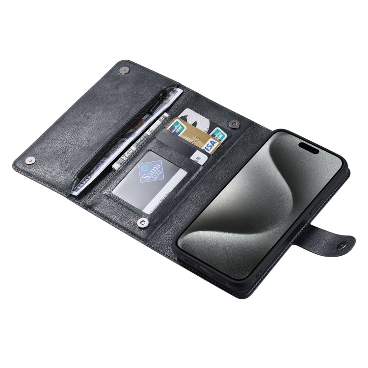For iPhone 15 Pro ViLi GV Series MagSafe Magnetic Zipper Leather Phone Case(Black) - HoMEdemic™ 