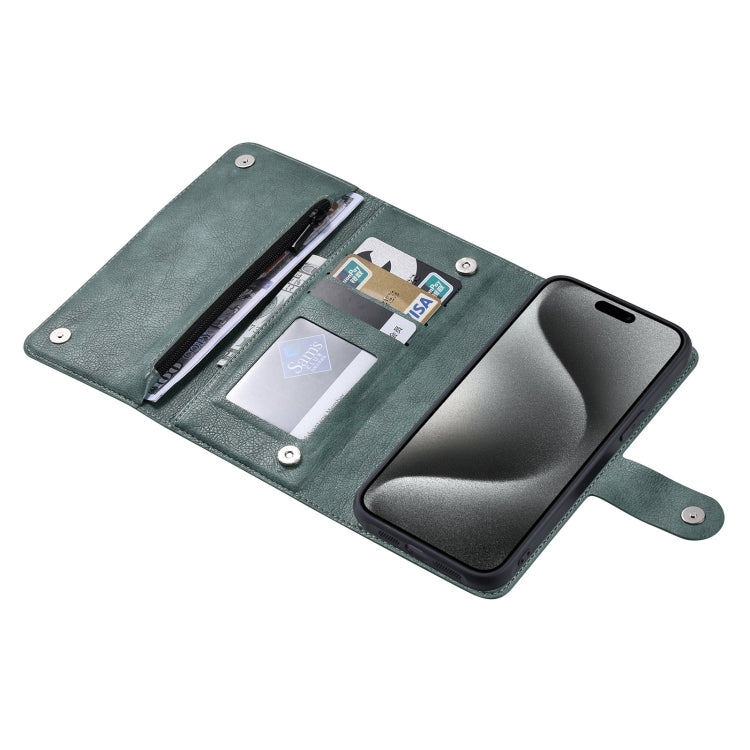 For iPhone 15 Pro ViLi GV Series MagSafe Magnetic Zipper Leather Phone Case(Green) - HoMEdemic™ 