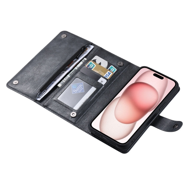 For iPhone 15 ViLi GV Series MagSafe Magnetic Zipper Leather Phone Case(Black) - HoMEdemic™ 