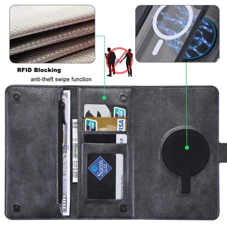 For iPhone 15 ViLi GV Series MagSafe Magnetic Zipper Leather Phone Case(Black) - HoMEdemic™ 