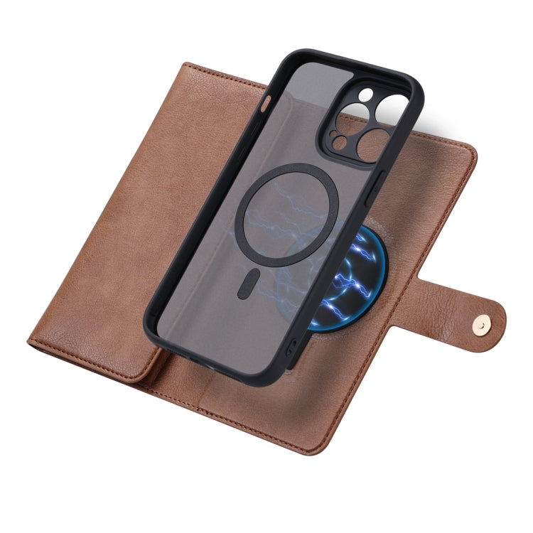For iPhone 15 ViLi GV Series MagSafe Magnetic Zipper Leather Phone Case(Brown) - HoMEdemic™ 