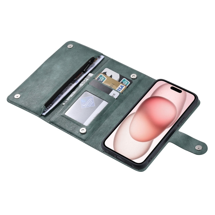 For iPhone 15 ViLi GV Series MagSafe Magnetic Zipper Leather Phone Case(Green) - HoMEdemic™ 