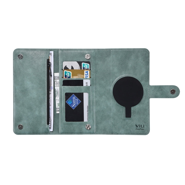 For iPhone 15 ViLi GV Series MagSafe Magnetic Zipper Leather Phone Case(Green) - HoMEdemic™ 