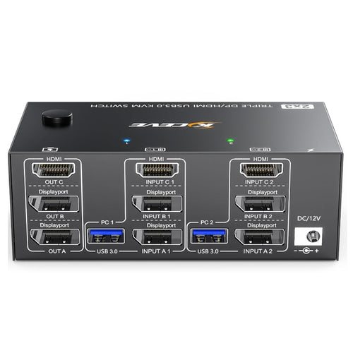 KC-KVM203DH 8K 30Hz USB3.0 DP+DP+HDMI Triple Monitors KVM Switch, UK Plug - HoMEdemic™ 