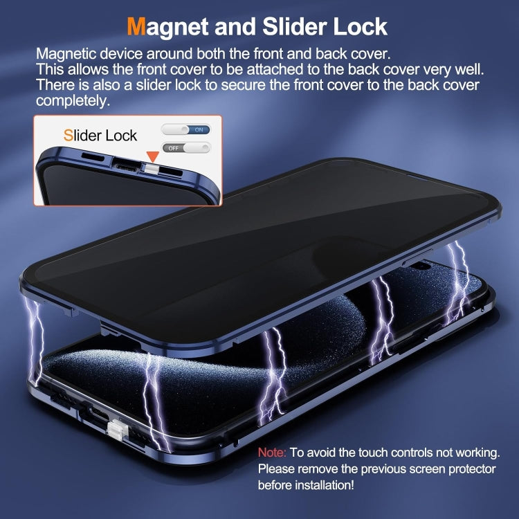 For iPhone 15 Pro Anti-peeping Magnetic Double-sided Tempered Glass Phone Case(Silver) - HoMEdemic™ 