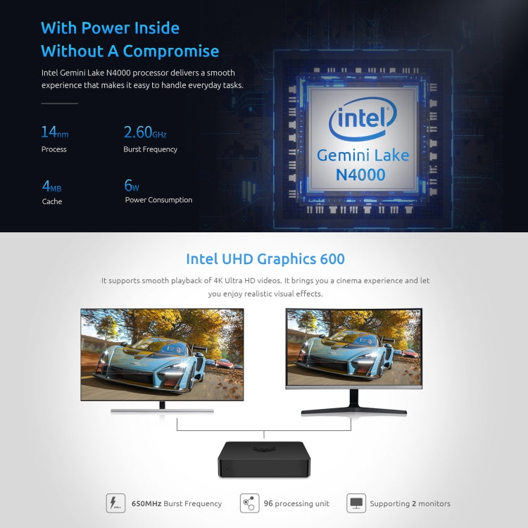 BMAX B1 Pro Windows 10 Mini PC, 8GB+128GB, Intel Celeron N4000, Support HDMI / VGA / RJ45(EU Plug) - HoMEdemic™ 