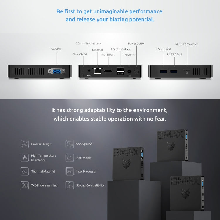 BMAX B1 Pro Windows 10 Mini PC, 8GB+128GB, Intel Celeron N4000, Support HDMI / VGA / RJ45(EU Plug) - HoMEdemic™ 