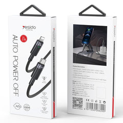 YESIDO CA159 1.2m 27W USB-C / Type-C to 8 Pin Auto Power-off Charging Cable(Black) - HoMEdemic™ 