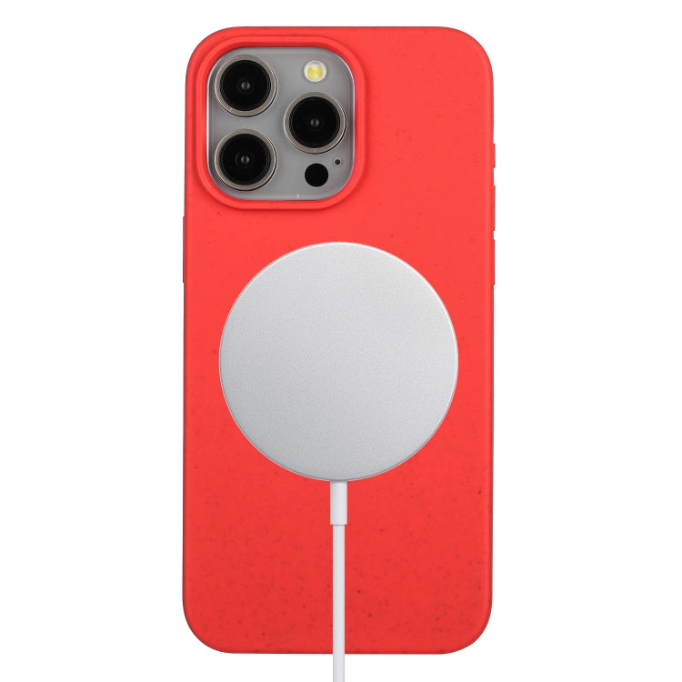 For iPhone 15 Pro Wheat MagSafe Magnetic Straw Material + TPU Phone Case(Red) - HoMEdemic™ 