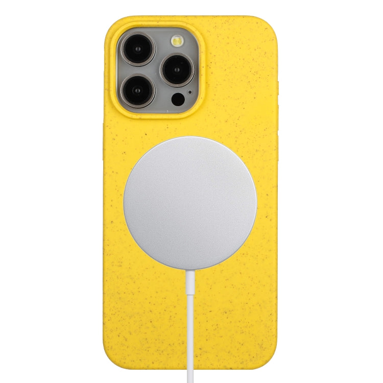 For iPhone 15 Pro Wheat MagSafe Magnetic Straw Material + TPU Phone Case(Yellow) - HoMEdemic™ 