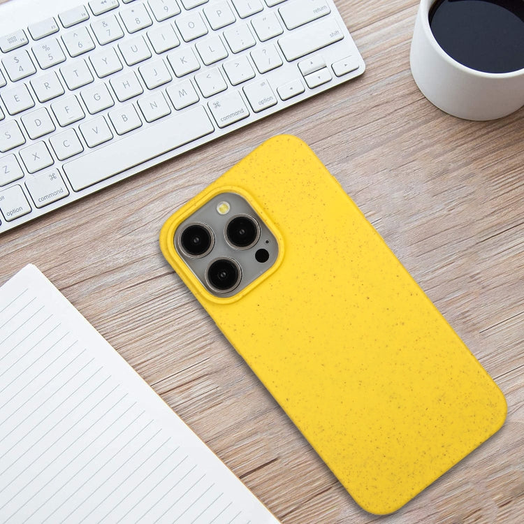 For iPhone 15 Pro Wheat MagSafe Magnetic Straw Material + TPU Phone Case(Yellow) - HoMEdemic™ 