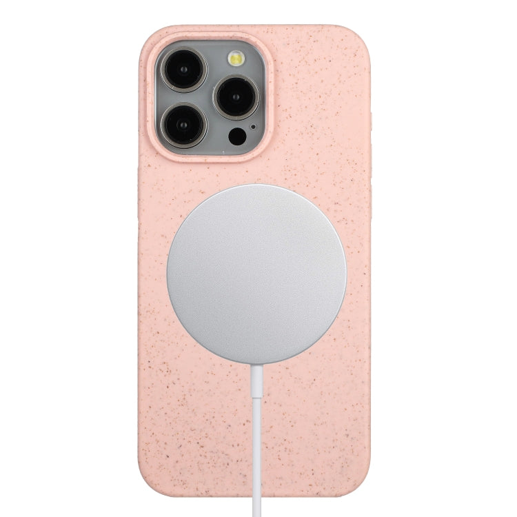 For iPhone 15 Pro Wheat MagSafe Magnetic Straw Material + TPU Phone Case(Pink) - HoMEdemic™ 