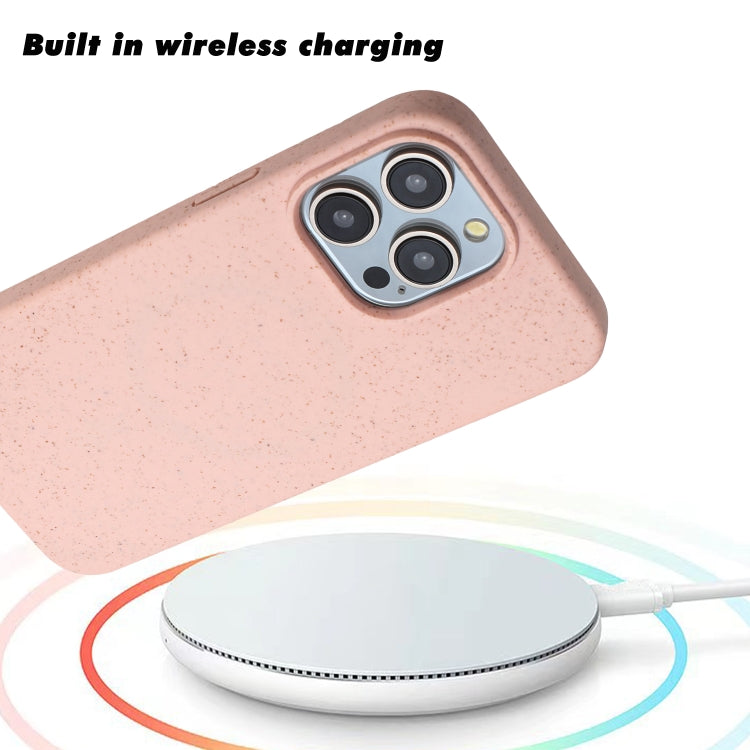 For iPhone 15 Pro Wheat MagSafe Magnetic Straw Material + TPU Phone Case(Pink) - HoMEdemic™ 
