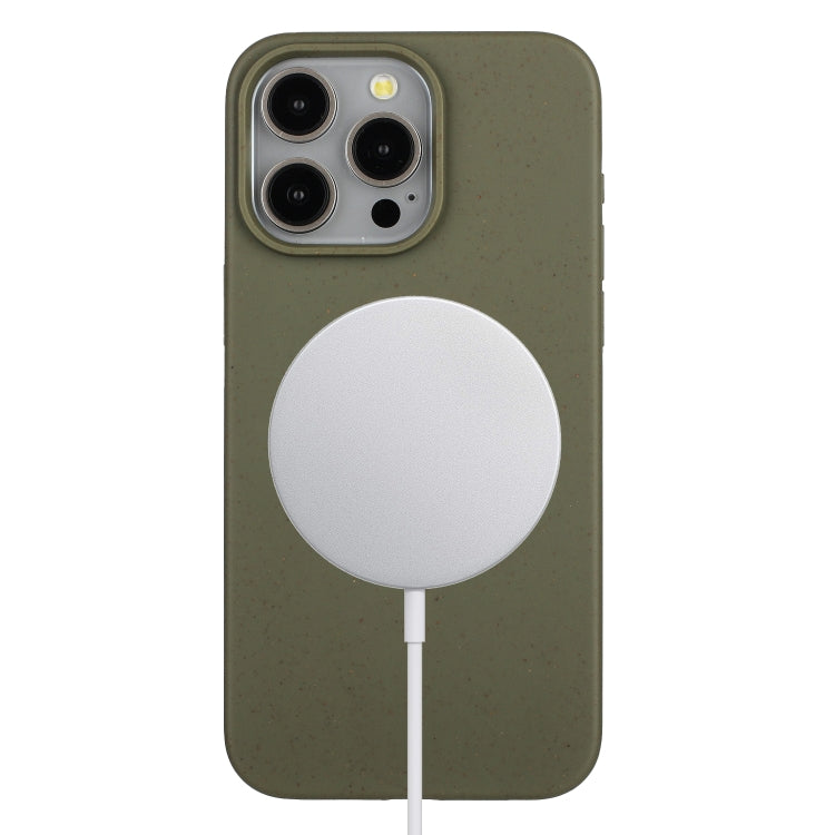 For iPhone 15 Pro Wheat MagSafe Magnetic Straw Material + TPU Phone Case(Army Green) - HoMEdemic™ 
