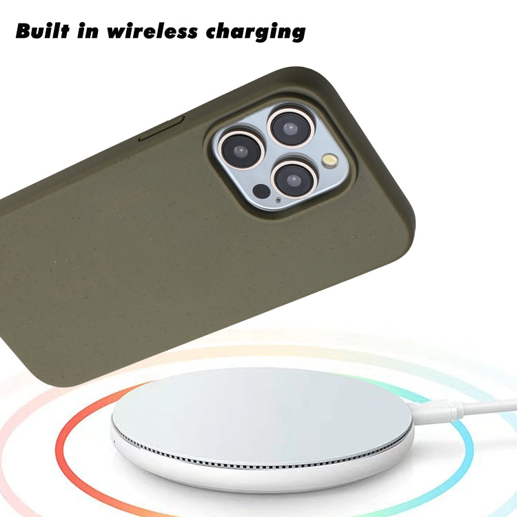 For iPhone 15 Pro Wheat MagSafe Magnetic Straw Material + TPU Phone Case(Army Green) - HoMEdemic™ 