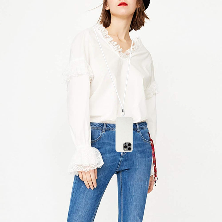 For iPhone 15 Pro Wheat MagSafe Magnetic Straw Material + TPU Phone Case with Lanyard(White) - HoMEdemic™ 