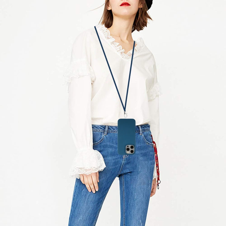 For iPhone 15 Pro Wheat MagSafe Magnetic Straw Material + TPU Phone Case with Lanyard(Blue) - HoMEdemic™ 