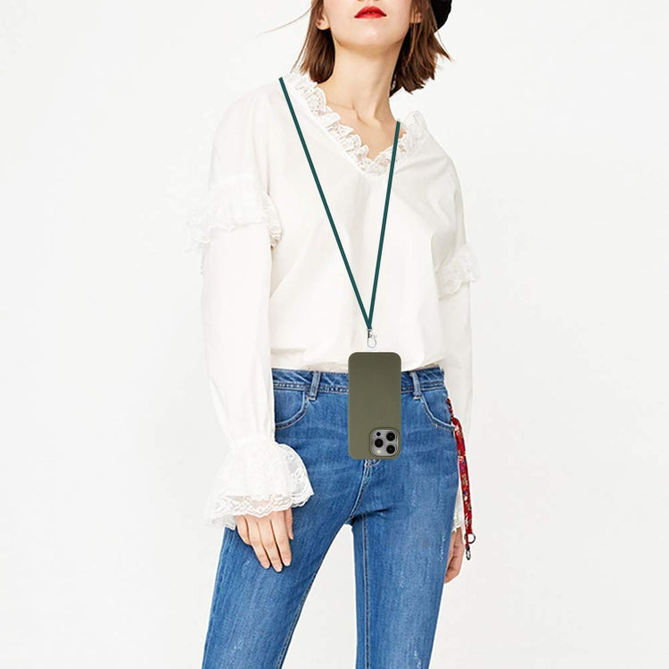 For iPhone 15 Pro Wheat MagSafe Magnetic Straw Material + TPU Phone Case with Lanyard(Army Green) - HoMEdemic™ 