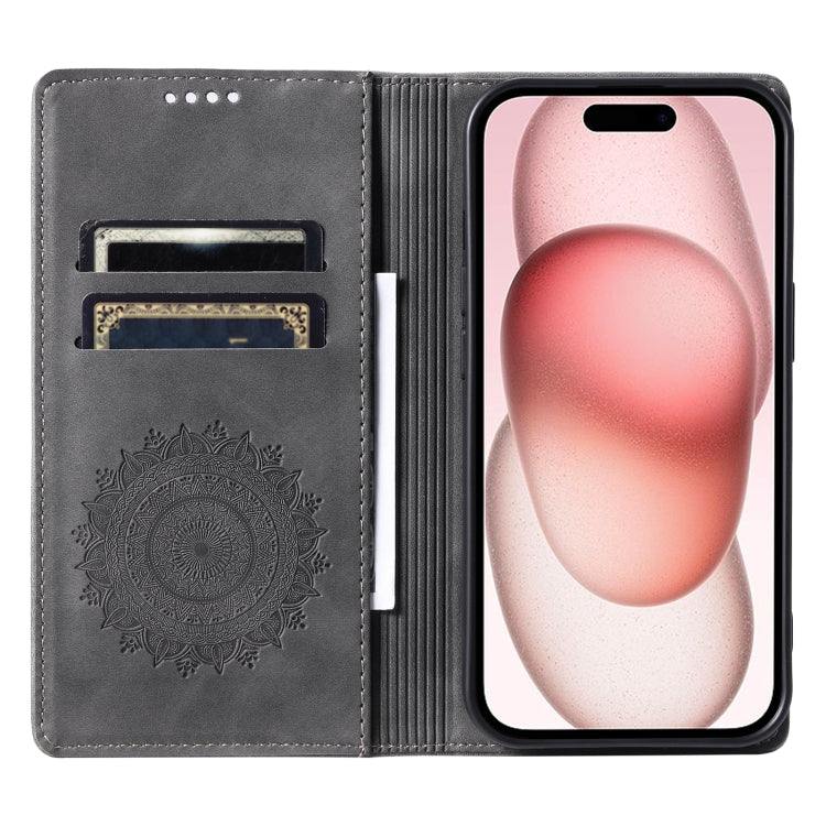 For iPhone 15 Pro Max Totem Embossed Magnetic Leather Phone Case(Grey) - HoMEdemic™ 